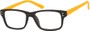 Angle of The Kiwi in Black/Orange, Women's and Men's Retro Square Reading Glasses