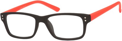 Angle of The Kiwi in Black/Red, Women's and Men's Retro Square Reading Glasses