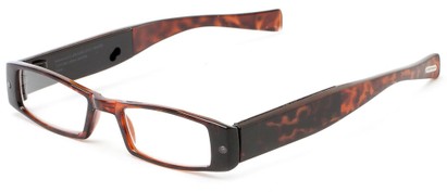 Angle of Rechargeable LED Reader in Tortoise, Women's and Men's Rectangle Reading Glasses
