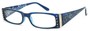 Angle of The Audrey in Blue, Women's Rectangle Reading Glasses