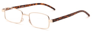 Angle of The Piper in Gold/Tortoise, Women's and Men's Rectangle Reading Glasses