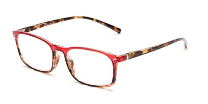 Angle of The Yonkers in Red/Tortoise, Women's and Men's Retro Square Reading Glasses