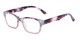 Angle of The Nala in Purple Fade, Women's Retro Square Reading Glasses