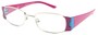 Angle of The Capri in Hot Pink and Blue, Women's Rectangle Reading Glasses