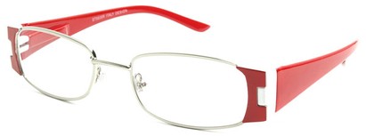 Angle of The Capri in Red and White, Women's Rectangle Reading Glasses