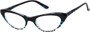 Angle of The Allie in Blue Leopard, Women's Cat Eye Reading Glasses
