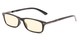 Angle of The Wiggins Computer Reader in Black with Yellow, Women's and Men's Rectangle Reading Glasses