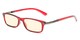 Angle of The Wiggins Computer Reader in Red with Yellow, Women's and Men's Rectangle Reading Glasses