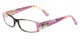 Angle of The Tess in Black and Purple Floral Frame, Women's Rectangle Reading Glasses