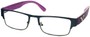 Angle of The Davenport in Dark Blue and Purple Frame, Women's and Men's Browline Reading Glasses
