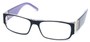 Angle of The Contemporary in Black and Purple, Women's and Men's Rectangle Reading Glasses