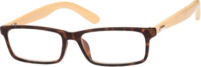 Angle of The Traveler Recycled Bamboo Reader in Matte Tortoise/Tan, Women's and Men's Rectangle Reading Glasses