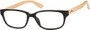 Angle of The Scout Recycled Bamboo Reader in Black/Tan, Women's and Men's Retro Square Reading Glasses
