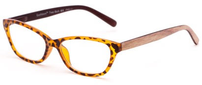 Angle of The Talulah Recycled Bark Reader in Yellow Tortoise, Women's Cat Eye Reading Glasses