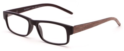 Angle of The Tennessee Recycled Bark Reader in Black, Women's and Men's Rectangle Reading Glasses