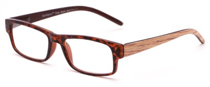 Angle of The Tennessee Recycled Bark Reader in Brown Tortoise, Women's and Men's Rectangle Reading Glasses